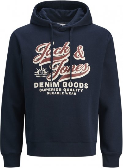 Jack & Jones 2 COL LOGO Hoodie Blue - Gensere og hettegensere - Store hettegensere - 2XL-14XL
