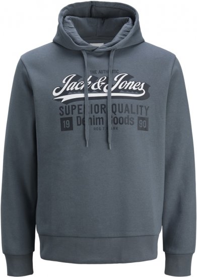 Jack & Jones 2 COL LOGO Hoodie Grey - Gensere og hettegensere - Store hettegensere - 2XL-14XL
