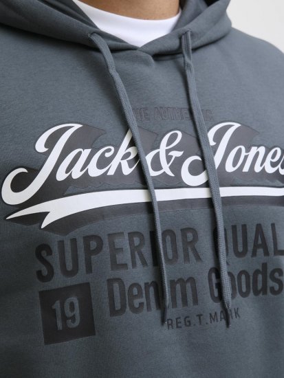 Jack & Jones 2 COL LOGO Hoodie Grey - Gensere og hettegensere - Store hettegensere - 2XL-14XL