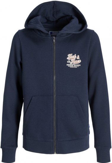 Jack & Jones Logo 2 COL Hoodie with Zipper Blue - Gensere og hettegensere - Store hettegensere - 2XL-14XL