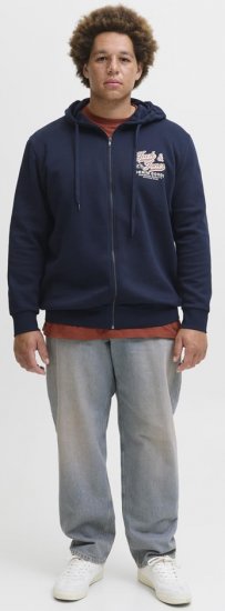 Jack & Jones Logo 2 COL Hoodie with Zipper Blue - Gensere og hettegensere - Store hettegensere - 2XL-14XL