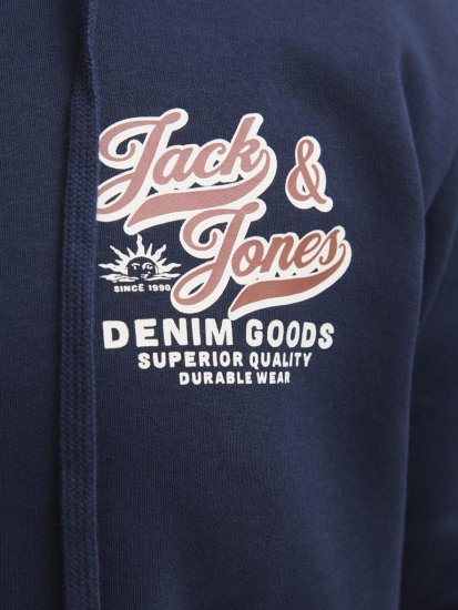 Jack & Jones Logo 2 COL Hoodie with Zipper Blue - Gensere og hettegensere - Store hettegensere - 2XL-14XL