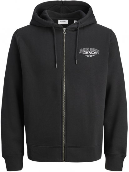 Jack & Jones Makoto Hoodie with Zipper Black - Gensere og hettegensere - Store hettegensere - 2XL-14XL