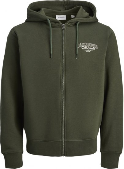 Jack & Jones Makoto Hoodie with Zipper Green - Gensere og hettegensere - Store hettegensere - 2XL-14XL