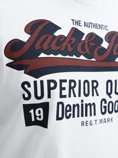 Jack & Jones Logo 2COL T-Shirt White - T-skjorter - Store T-skjorter - 2XL-14XL