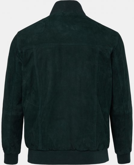 JP1880 Leather Jacket Suede with Stand-up Collar Dark Green - Jakker - Store jakker - 2XL-12XL