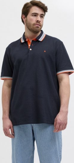 Jack & Jones Paulos Short Sleeve Polo Black Navy - Polo- & piqueskjorter - Poloskjorte i store størrelser - 2XL-8XL