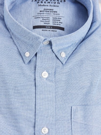 Jack & Jones Brook Oxford Shirt Long Sleeve Blue - Skjorter - Store skjorter - 2XL-8XL
