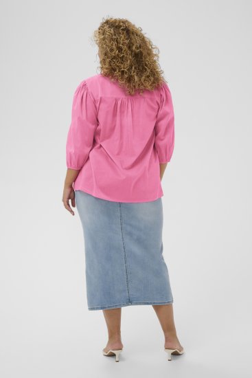 Kaffe Curve Karlia 3/4 Sleeve Blouse Pink - Bluser & tunikaer - 