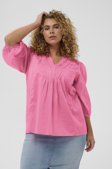 Kaffe Curve Karlia 3/4 Sleeve Blouse Pink - Bluser & tunikaer - 