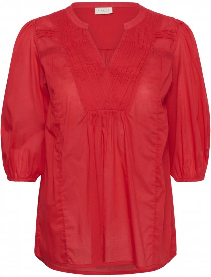 Kaffe Curve Karlia 3/4 Sleeve Blouse Red - Kaffe Curve - 