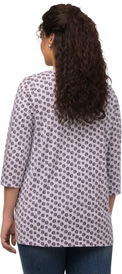 Ulla Popken Polka Dot 3/4 Sleeve Square Neck A-Line Tee Light Blue-Grey - Trykket T-skjorter for dame - 