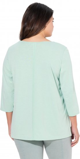 Ulla Popken Metallic Lettering 3/4 Sleeve Tee Mint Green - Trykket T-skjorter for dame - 