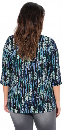 Ulla Popken Graphic Print Square Neck Tee Black - Trykket T-skjorter for dame - 