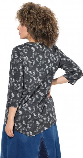 Ulla Popken Asymmetric Cowboy Boot Print Tee Black - Trykket T-skjorter for dame - 