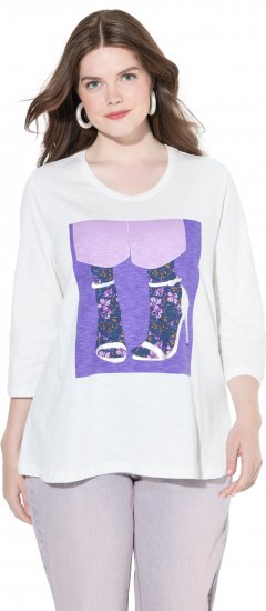 Ulla Popken Fashion Graphic T-Shirt Off-White - Trykket T-skjorter for dame - 