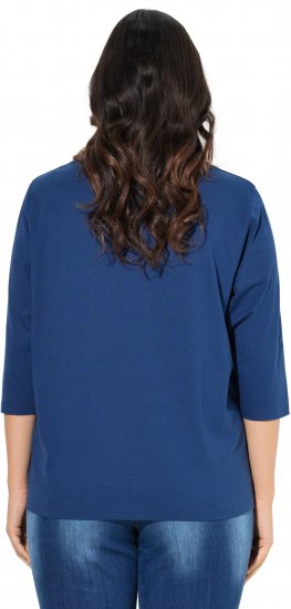 Ulla Popken Inspirational Graphic Lettering 3/4 Sleeve Tee Dark Blue - Trykket T-skjorter for dame - 