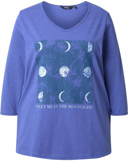 Ulla Popken Meet Me In The Moonlight 3/4 Sleeve Graphic Tee Atlantic Blue - Trykket T-skjorter for dame - 
