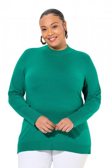 Ulla Popken Long Sleeves Mock Turtleneck Sweater Emerald Green - Hettegensere og collegegensere - Myke gensere, hettegensere og strikk