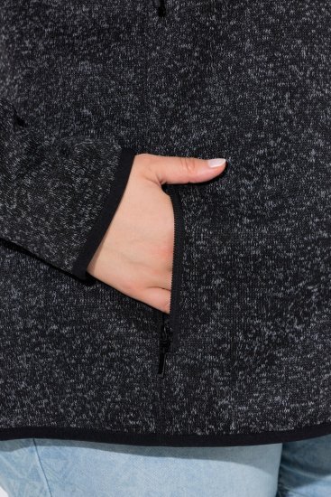 Ulla Popken Heather Knit Fleece Jacket Black - Hettegensere og collegegensere - Myke gensere, hettegensere og strikk