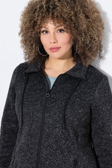 Ulla Popken Heather Knit Fleece Jacket Black - Hettegensere og collegegensere - Myke gensere, hettegensere og strikk