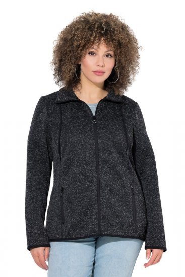 Ulla Popken Heather Knit Fleece Jacket Black - Hettegensere og collegegensere - Myke gensere, hettegensere og strikk