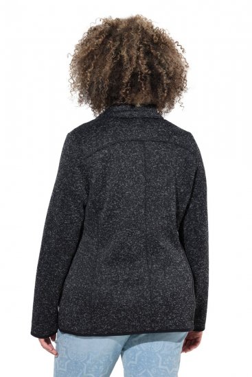 Ulla Popken Heather Knit Fleece Jacket Black - Hettegensere og collegegensere - Myke gensere, hettegensere og strikk