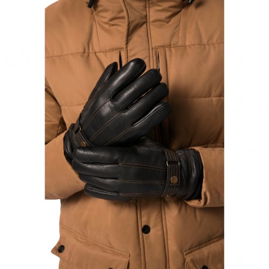 JP1880 Gloves Leather Warm Lining Black - Tilbehør - 