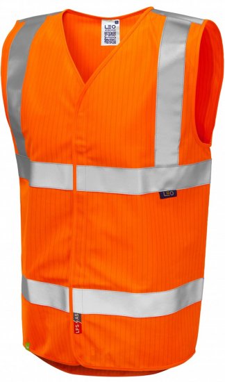 Leo Workwear Clifton Anti-static Waistcoat Hi-Vis Orange - Varselvester - Varselvester 3XL-6XL