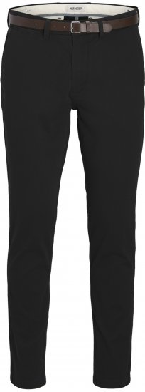 Jack & Jones Marco Adam Belted Slim Fit Chino Pants Black - Jeans og bukser - Store Bukser og Store Jeans
