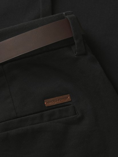 Jack & Jones Marco Adam Belted Slim Fit Chino Pants Black - Jeans og bukser - Store Bukser og Store Jeans
