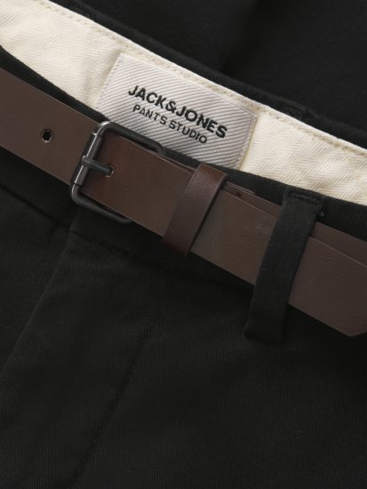 Jack & Jones Marco Adam Belted Slim Fit Chino Pants Black - Jeans og bukser - Store Bukser og Store Jeans