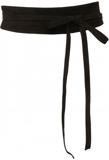 Ulla Popken Leather Tie Belt Gray - Damebelter i store størrelser - 