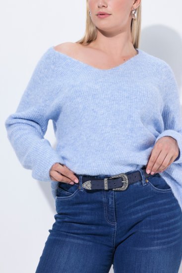 Ulla Popken Classic Belt Blue - Damebelter i store størrelser - 