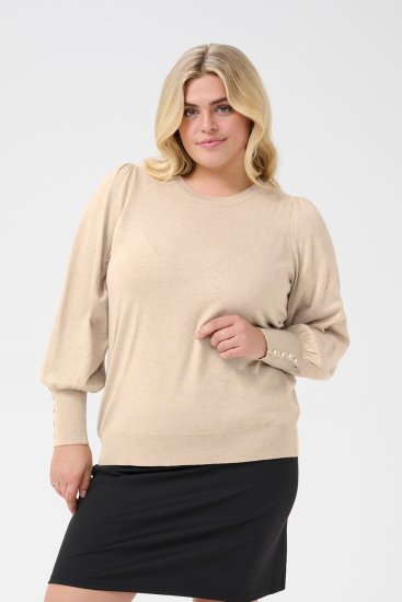 Kaffe Curve Lizzy Langermet genser Beige - Gensere & strikk - 