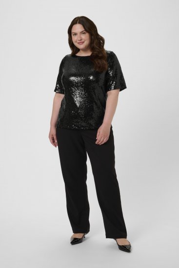 Kaffe Curve Mirana Sequin Blouse Black - Bluser - 