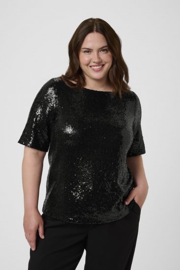 Kaffe Curve Mirana Sequin Blouse Black - Bluser - 