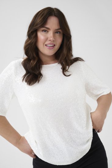 Kaffe Curve Mirana Sequin Blouse Chalk - Bluser - 
