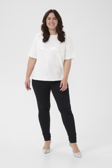 Kaffe Curve Mirana Sequin Blouse Chalk - Bluser - 