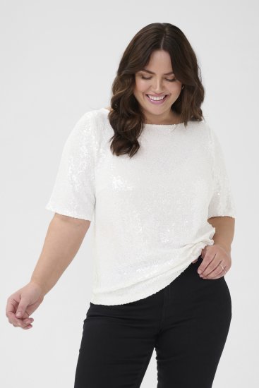 Kaffe Curve Mirana Sequin Blouse Chalk - Bluser - 