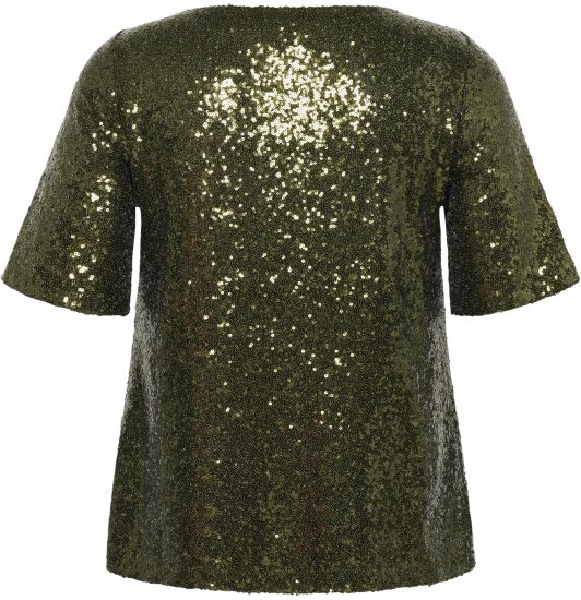 Kaffe Curve Mirana Sequin Blouse Ivy Green - Kaffe Curve - 
