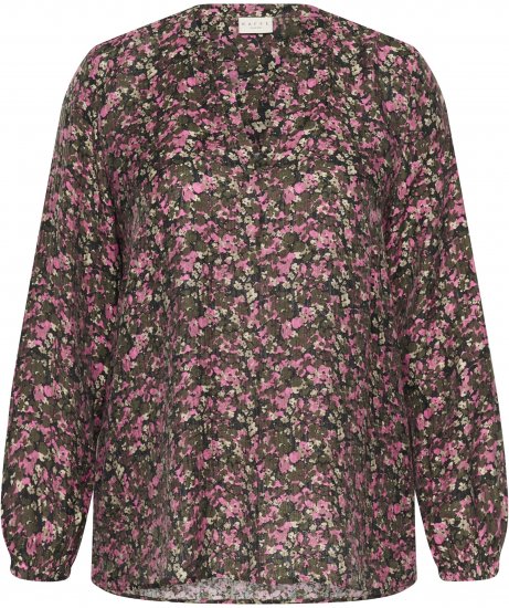 Kaffe Curve Belle Blouse Pink Black Graphic Flower - Bluser - 