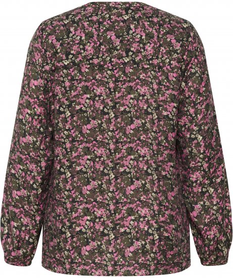 Kaffe Curve Belle Blouse Pink Black Graphic Flower - Bluser - 