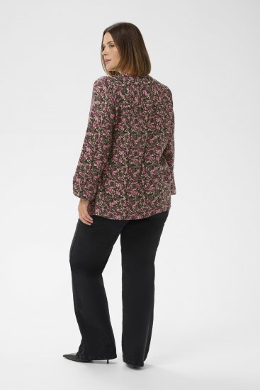 Kaffe Curve Belle Blouse Pink Black Graphic Flower - Bluser - 