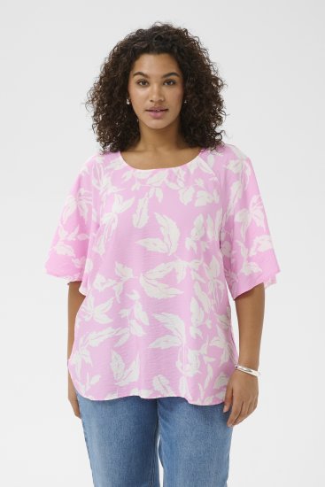 Kaffe Curve Marla Blouse Pink Frosting Chalk Leaf - Bluser - 