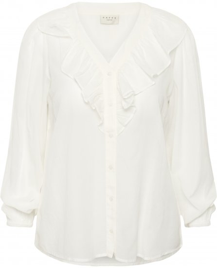 Kaffe Curve Lana Frill Blouse White - Bluser - 