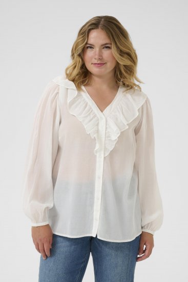 Kaffe Curve Lana Frill Blouse White - Bluser - 