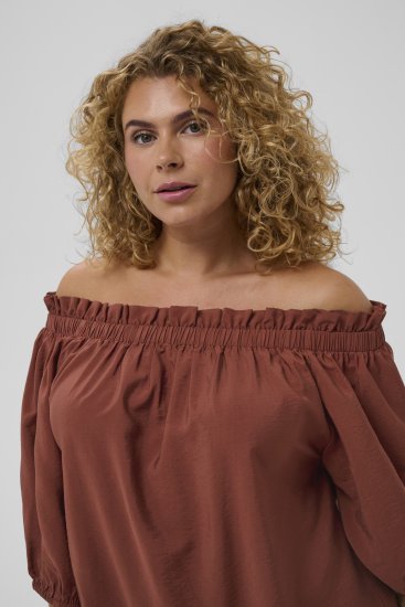 Kaffe Curve Neela Off-Shoulder Blouse Henna Brown - Bluser & tunikaer - 