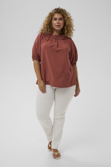 Kaffe Curve Neela Off-Shoulder Blouse Henna Brown - Bluser & tunikaer - 