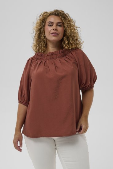 Kaffe Curve Neela Off-Shoulder Blouse Henna Brown - Bluser & tunikaer - 
